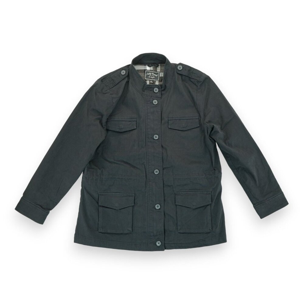 Lucky Brand Black Military Style Long Anorak Jacket Coat Women's Sz XL MSRP $149